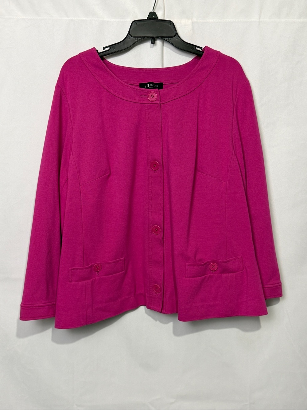 Talbots Woman Pink Ponte Knit Button Front Blazer Jacket Stretch Plus Size 20W